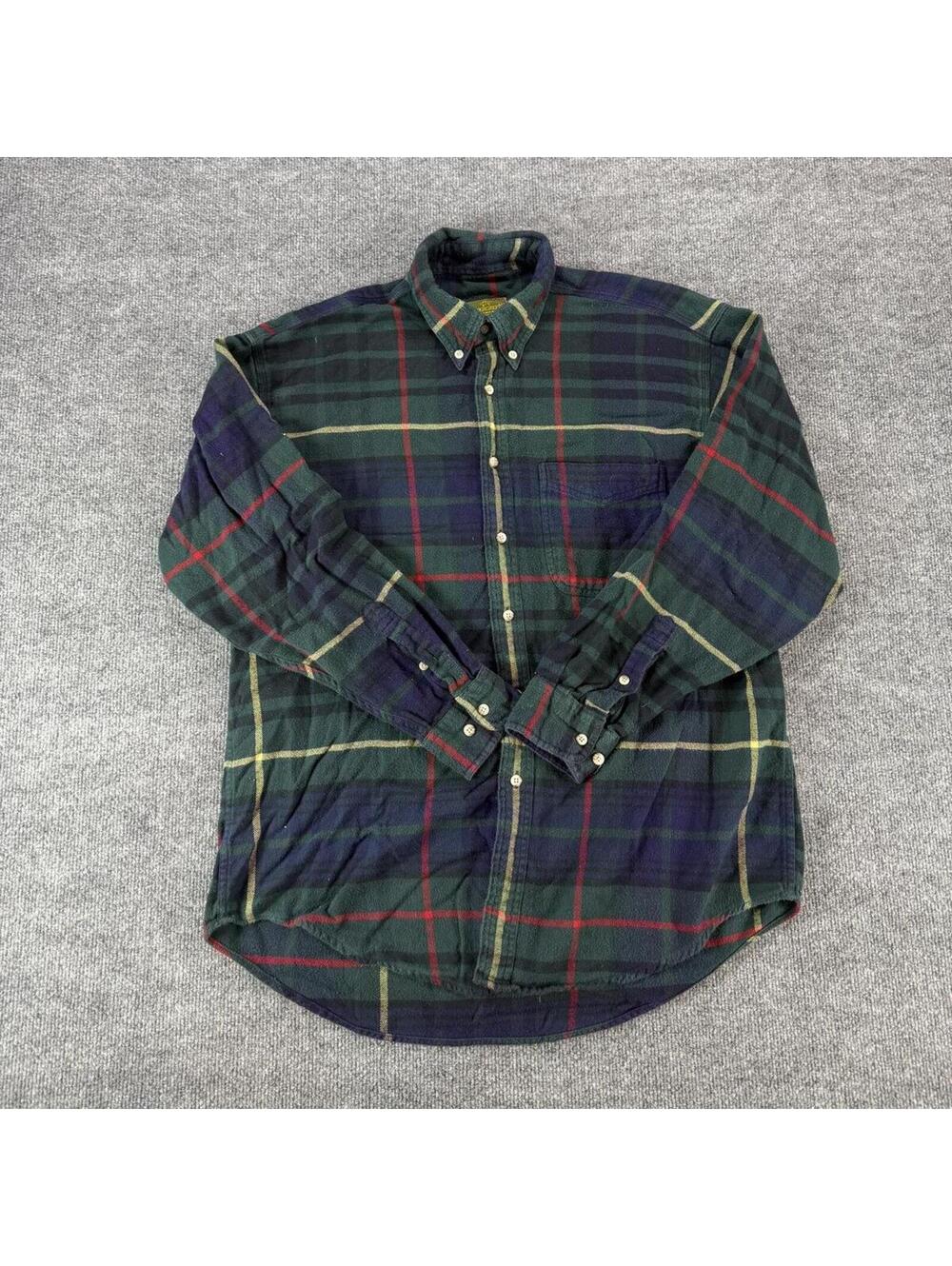 VTG Evergreen Men's Button-Down Plaid Shirt Large 100% Cotton - Heritage, Retro